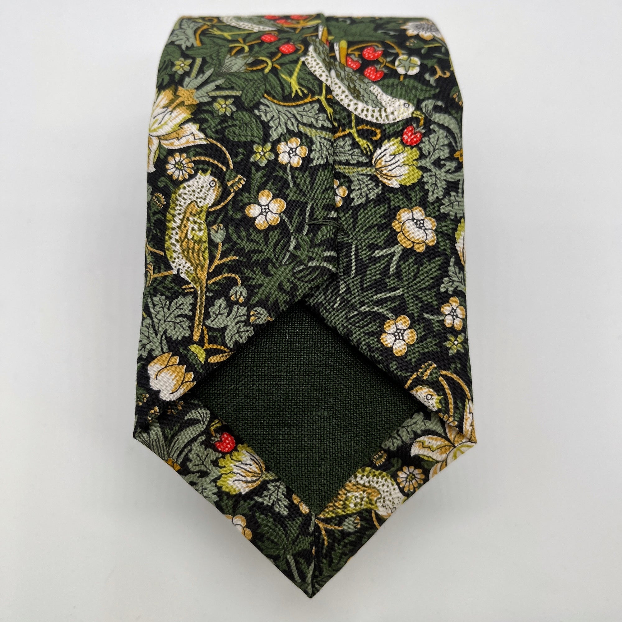 Liberty of London Tie in dark green Strawberry Thief by the Belfast Bow Company