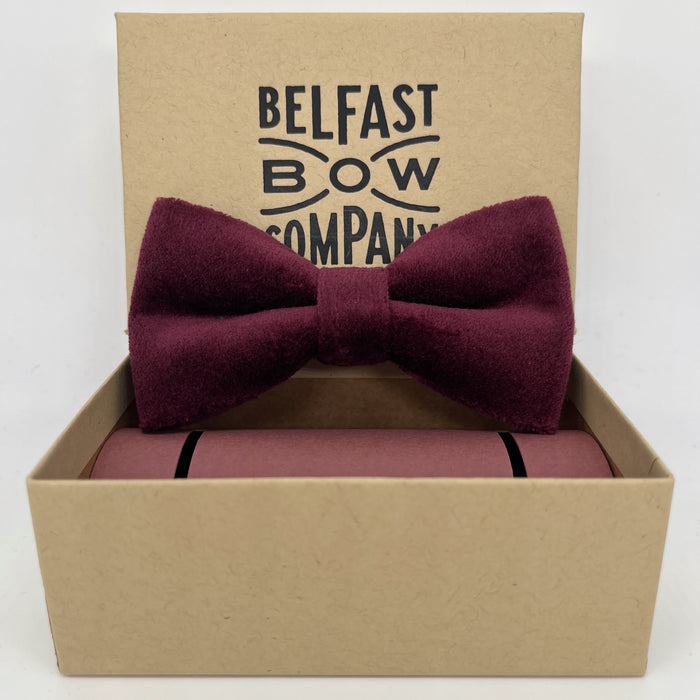 Velvet Bow Tie in Burgundy by the Belfast Bow Company