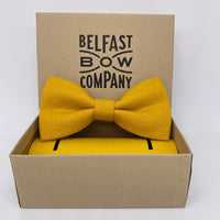 Mustard Yellow Bow Tie in Irish Linen by the Belfast Bow Company