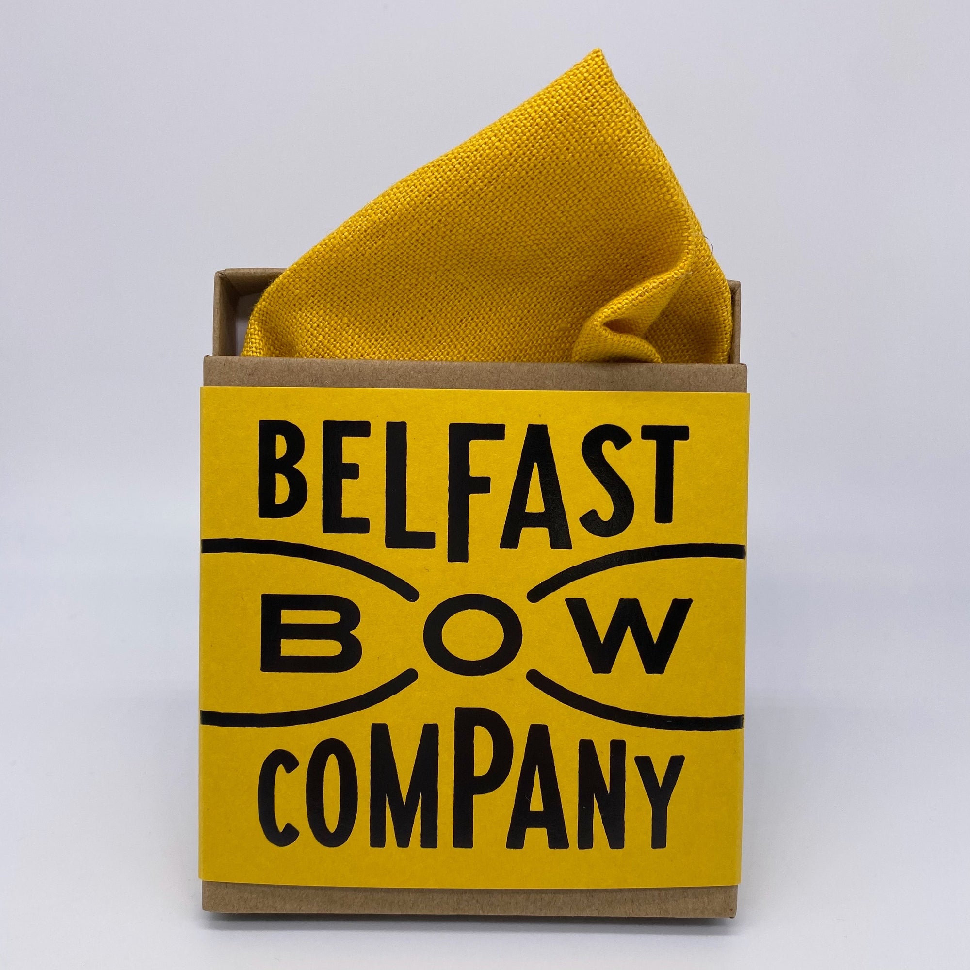 Irish Linen Pocket Square in Harland and Wolff Yellow by the Belfast Bow Company